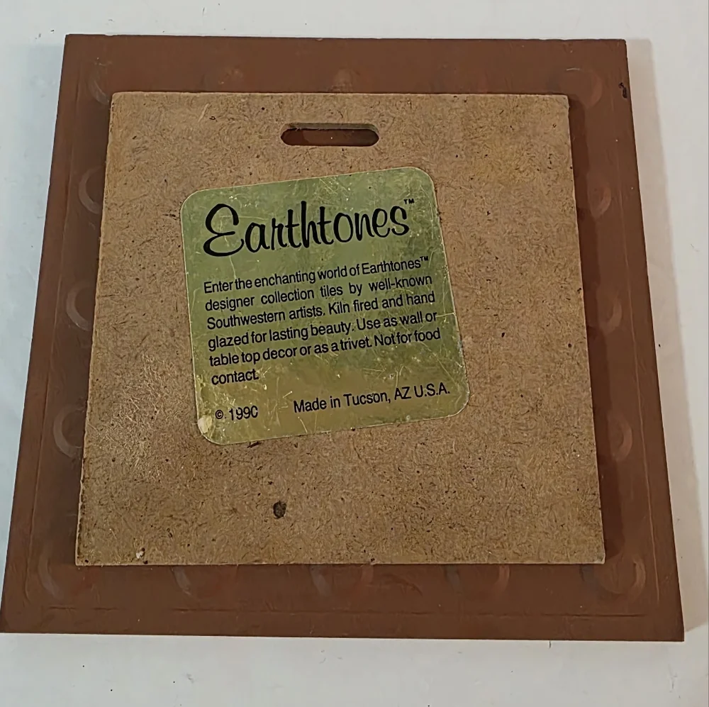 Vintage 1990 Southwestern Themed Trivet Tile
